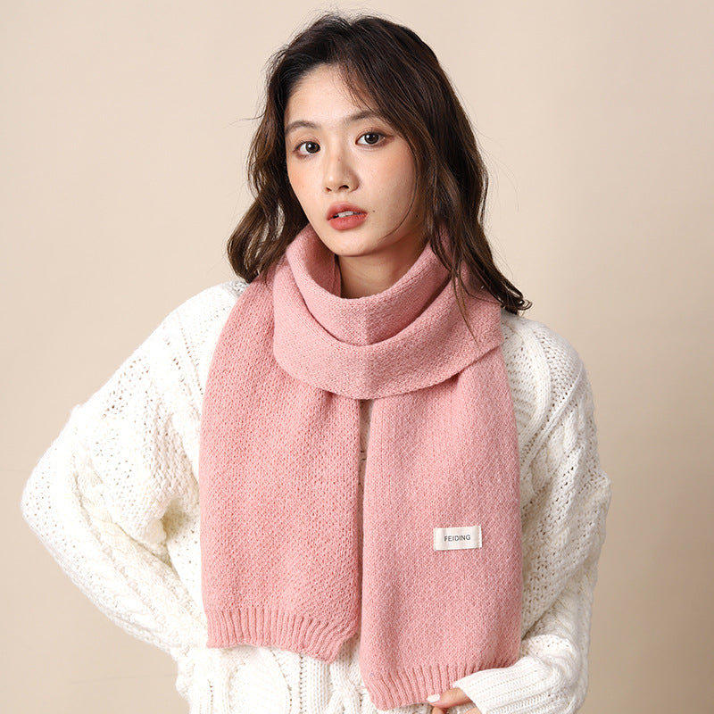 Women's & Men's High Sense Korean Style Warm Knitted Pure Color Scarfs