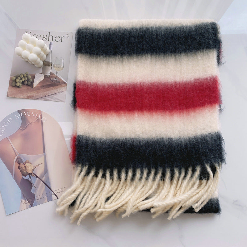 Rainbow Brushed Tassel Winter Thick Color Scarfs