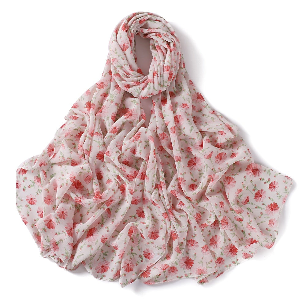 Small Floral Letter Sunscreen Shawl Pearl Scarfs