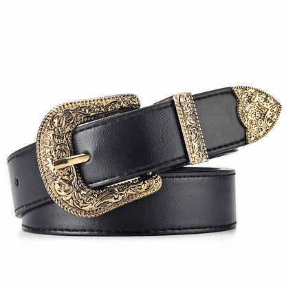 Vintage Engraving Three-piece Set Female Accessory Belts