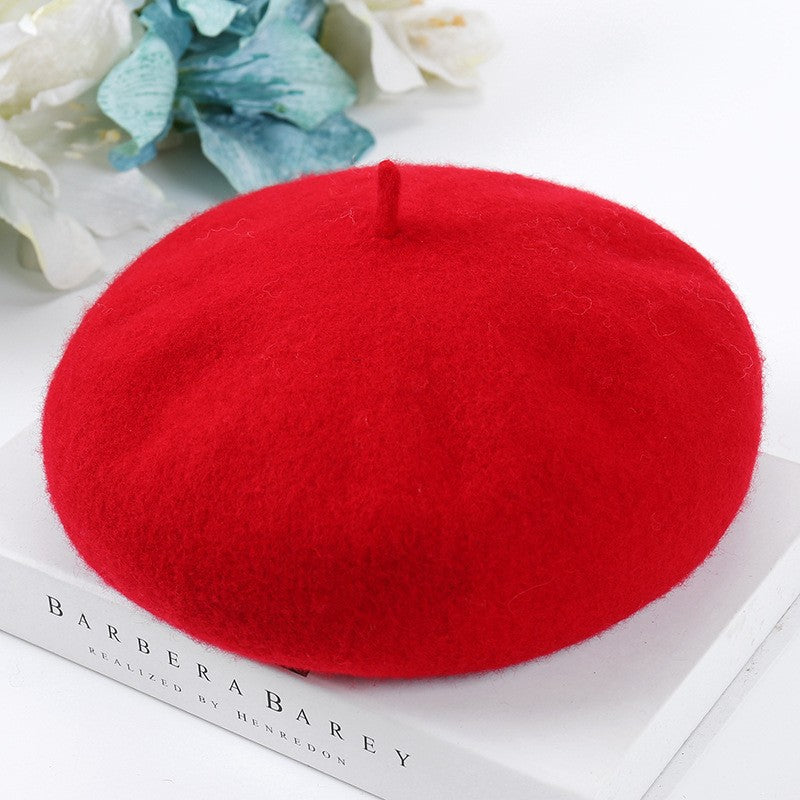 Mob Beret Woolen Solid Color Simple Adult Kids' Headwear