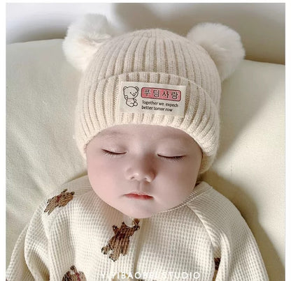 Boy Woolen Knitted Hat Cotton Inner Kids' Headwear