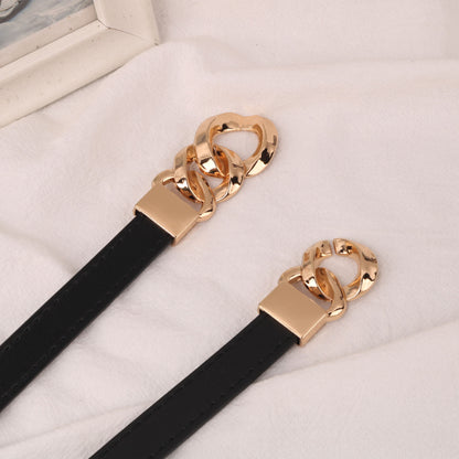 Women's Leather Skirt Coat Elegant Metal Chain Belts