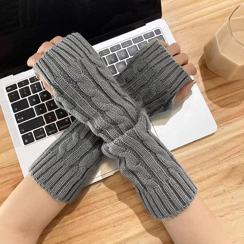 Sleeve Sleeves Knitted Half Finger Long Gloves