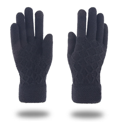 Men's Fleece-lined Thermal Knitting Wool Windproof Outdoor Driving Gloves