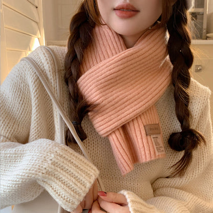 Women's & Men's Solid Color Woolen Knitted For Winter Neck Warmer Thickened Scarfs