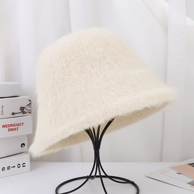 Women's Thermal Rabbit Fur Bucket Hat Outdoor Hats & Caps