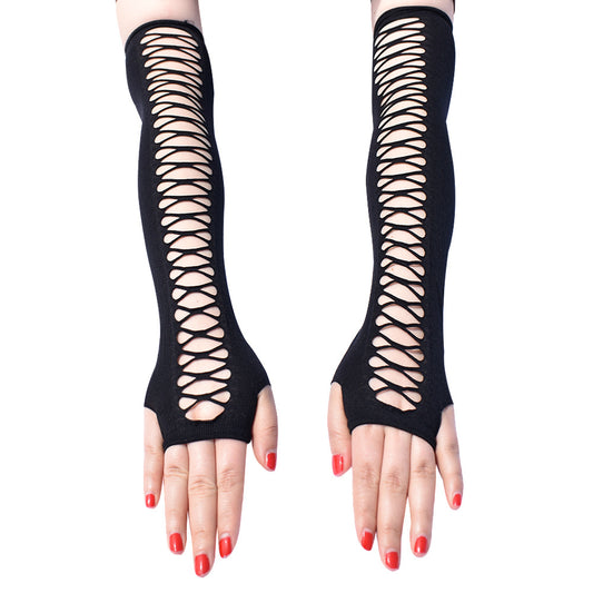 Women's Ripped Cross Mesh Stretch Vintage Party Gloves