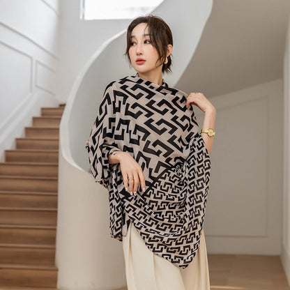 Women's Cotton Linen Fashionable Silk Travel Cloak Outdoor Scarfs