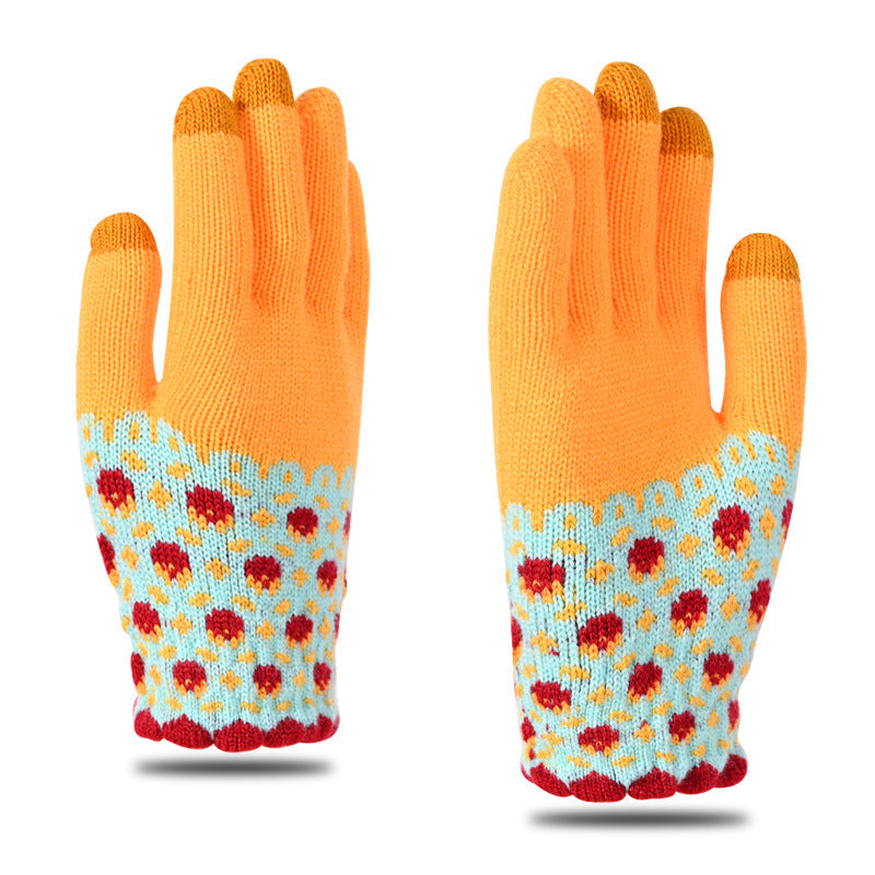 Women's & Men's Screen Winter Cute Pineapple Knitting Fleece Lined Gloves