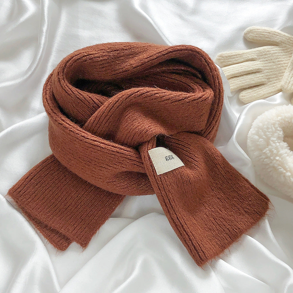 Macron Color Gentle Furry Knitted Solid Scarfs