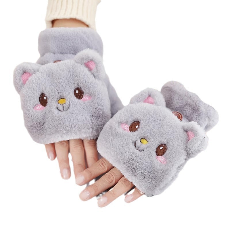 Women's Cute Riding Korean Style Cartoon Veet Gloves