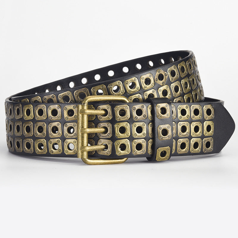 Women's & Men's Orange Hollow Air Hole Punk Personality Belts