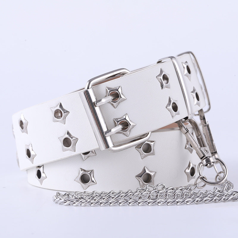 Women's Punk Casual Fashion Eyelet Decoration Double Belts