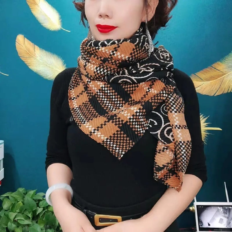 Women's Linen Korean Patchwork Color Fashionable Stylish Scarfs