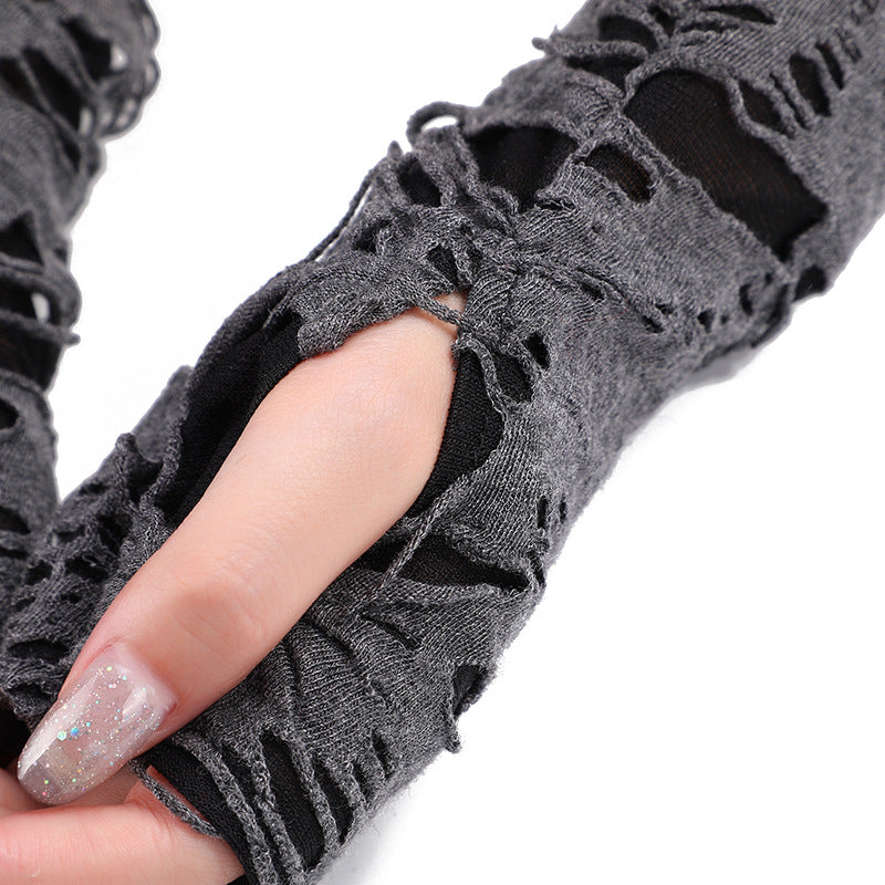 Gray Dark Punk Costume Props Fashion Gloves