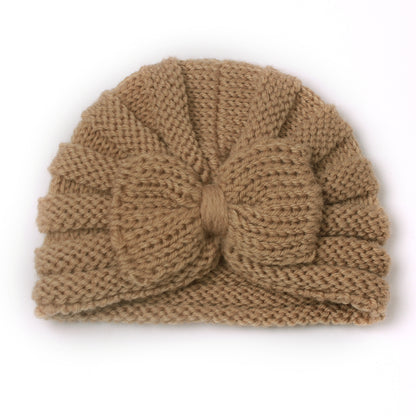 Bow Hat Knitted Warm Wool Beanie Kids' Headwear