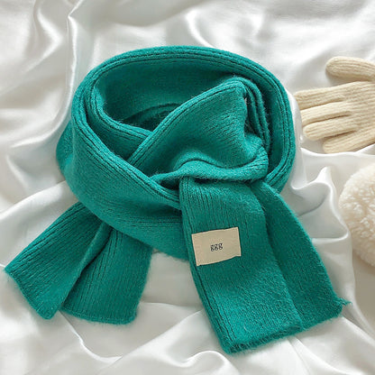 Macron Color Gentle Furry Knitted Solid Scarfs