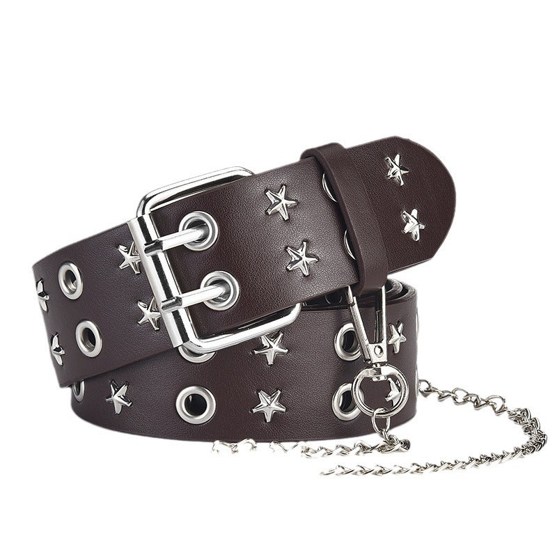 Star Double Row Air Hole Punk Belts