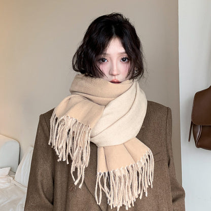 Solid Color Double-sided Two-color Artificial Cashmere Scarfs