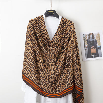 Broadcast Korean Style Printed Cotton Linen Classic Scarfs