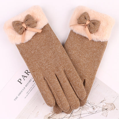 Women's Cycling Cute Bow Warm Cold Protection Gloves