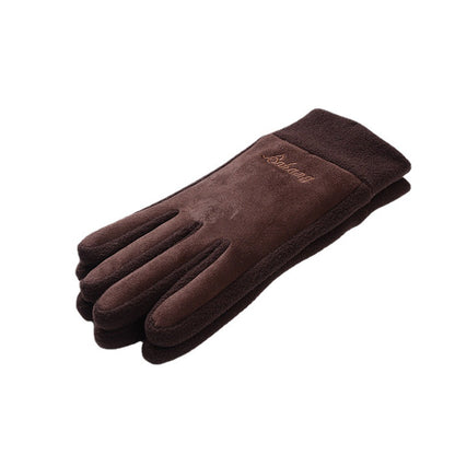 Men's Fleece Suede Touch Screen Winter Outdoor Gloves