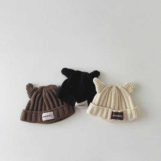 Children's Hat Cute Horn Warm Knitted Wool Kids' Headwear