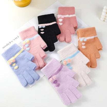 Female Winter Thermal Finger Draw Write Playing Gloves