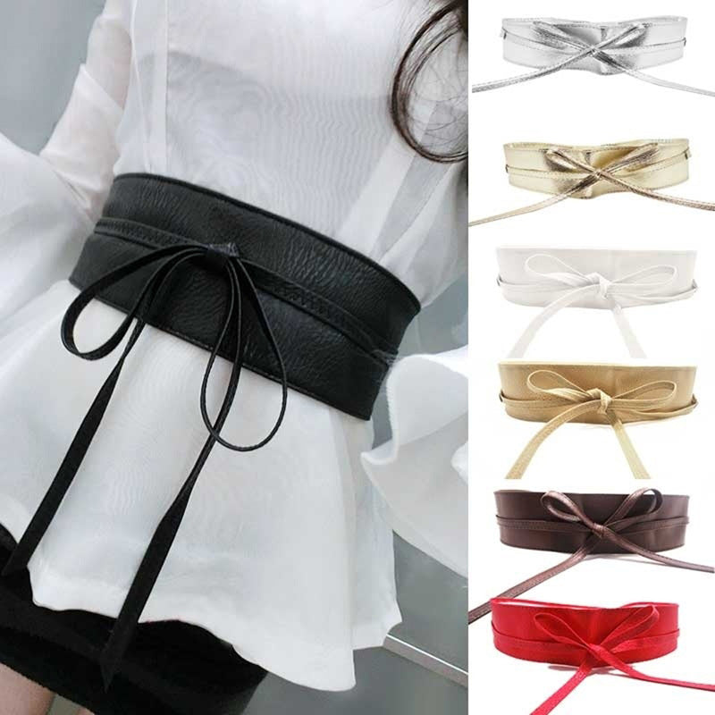 Women's Fashion Wide Decorative Dress Coat Shirt Tie Belts