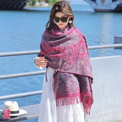 Women's Ethnic Style Cape Shawl Thickened Cashew Pattern Western Scarfs