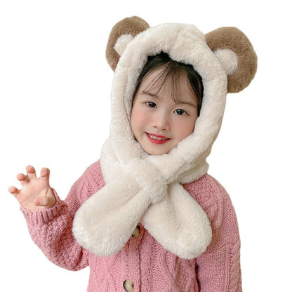 Hat One Female Bear Two-piece Set Kids' Headwear