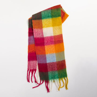 Colorful Plaid Striped Thick Braid Mohair Scarfs