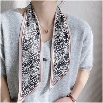 Women's Oblique Angle Small Silk Decorative Fine Narrow Neckerchief Ribbon Scarfs