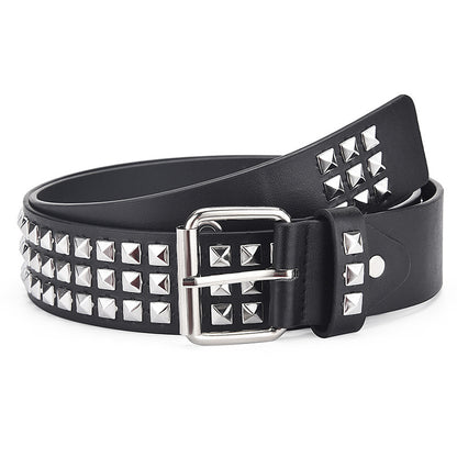 Women's & Men's Square Bead Rivet Metal Pyramid Punk Belts