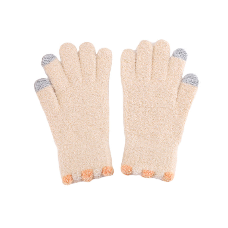 Color Series Plush Small Candy Coral Gloves