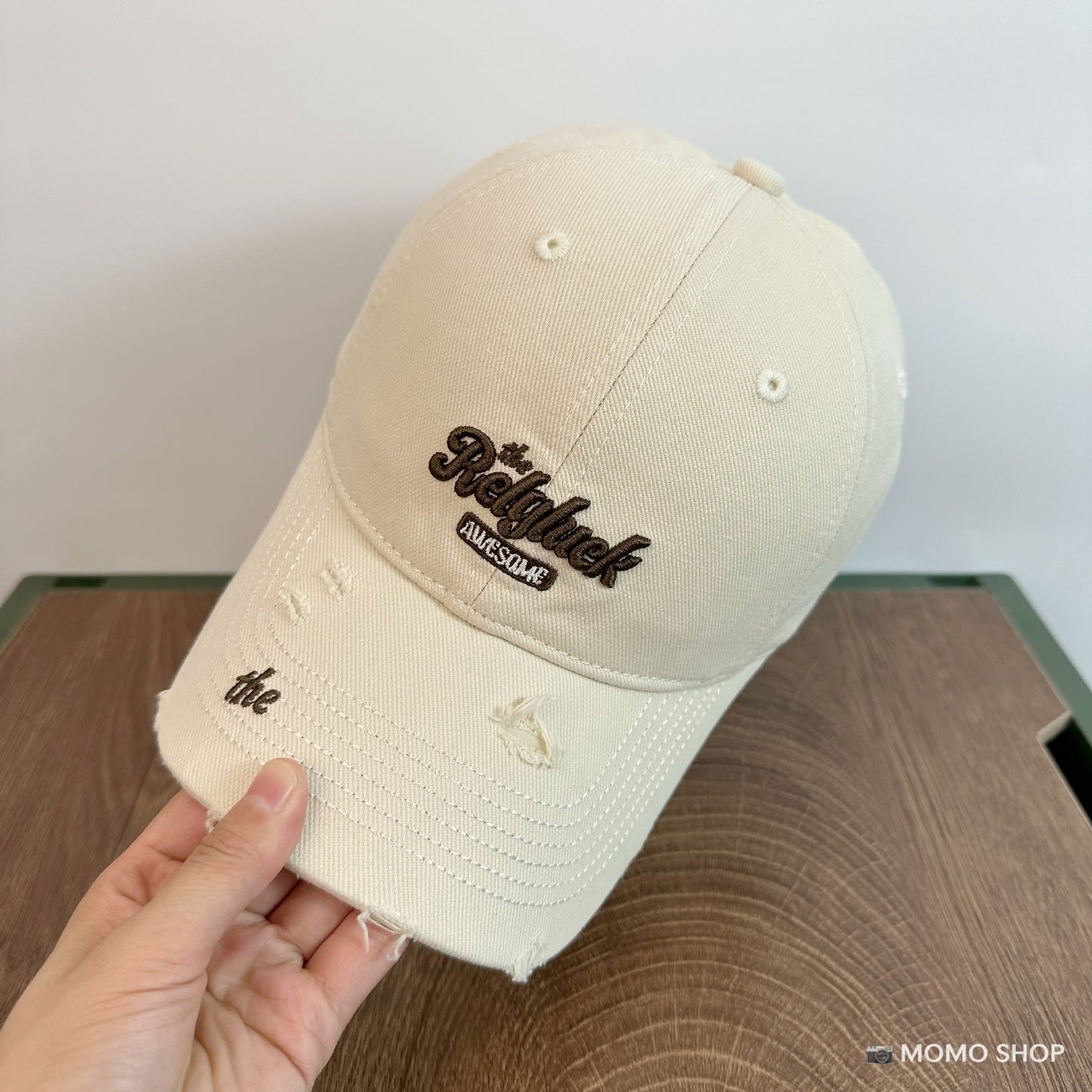 Women's Crown Baseball Ripped Brim Embroidered Korean Hats & Caps