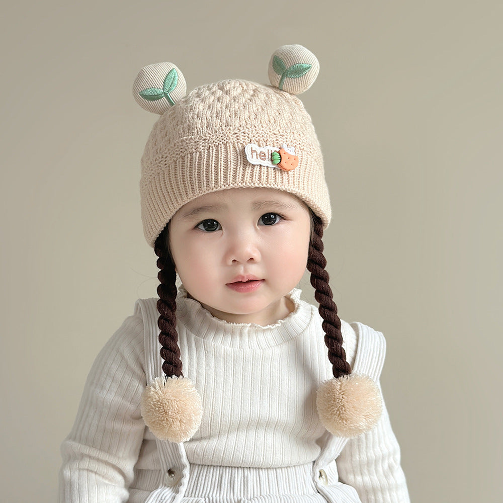 Hat Cute Deer Horn Earmuffs Boys Closed Toe Woolen Kids' Headwear