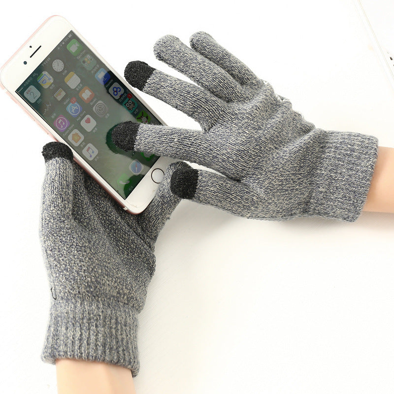 Men's Screen Winter Fleece-lined Thickened Warm Korean Gloves