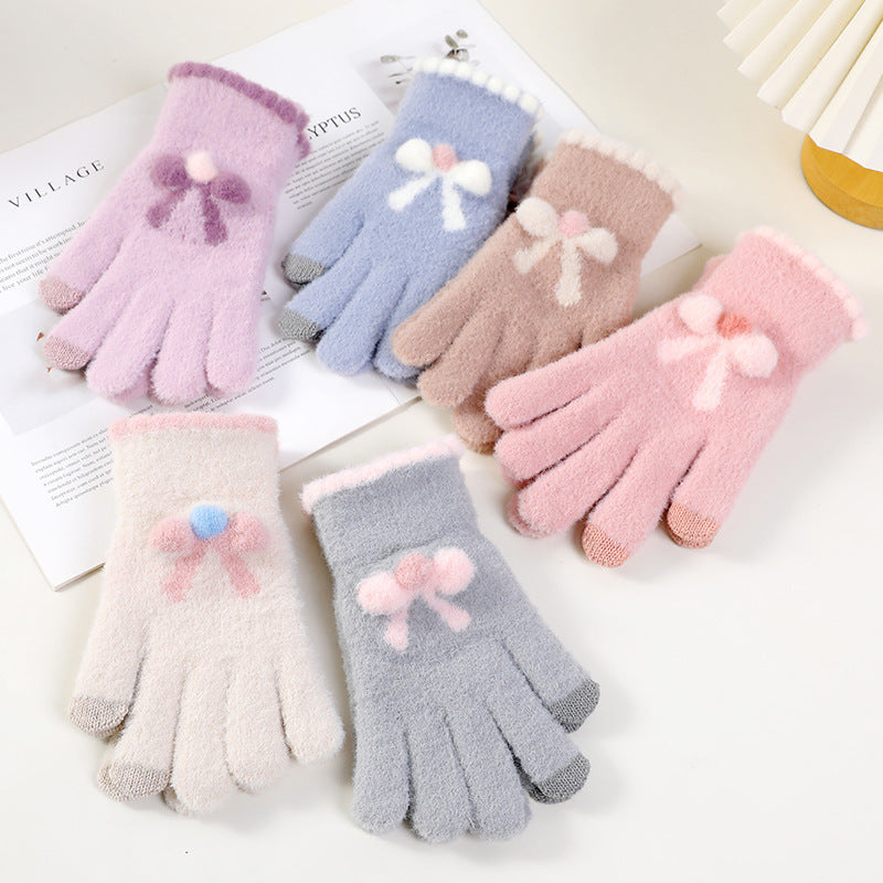 Women's Winter Korean Cute Knitted Warm Knitting Gloves