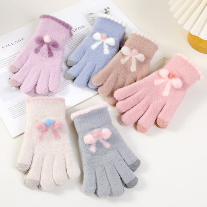 Women's Winter Korean Cute Knitted Warm Knitting Gloves