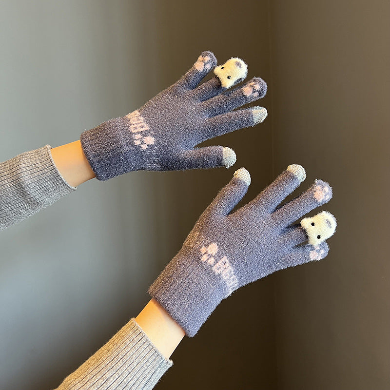 Knitting Wool Winter Female Style Thermal Gloves