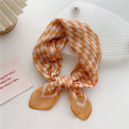 Women's Cotton Linen Small Square Towel Autumn Summer Bandana Headband Scarfs