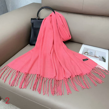 Women's Artificial Cashmere Monochrome Warm Bib Shawl Winter Scarfs