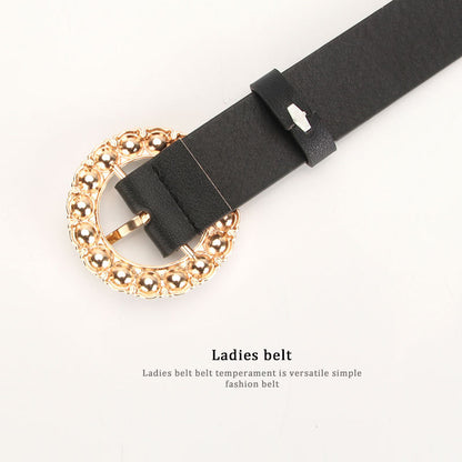 Women's Round Buckle Pearl Multicolor Cute Wild Dress Decoration Belts