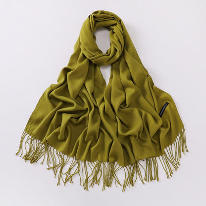 Imitation Cashmere Solid Color Long Warm Scarfs