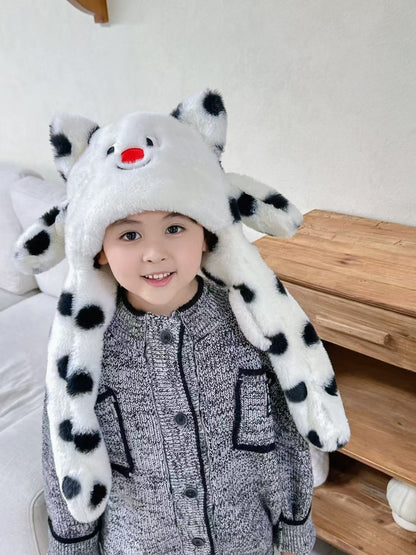 Children's Ears Moving Plush Bonnet One-piece Will Kids' Headwear