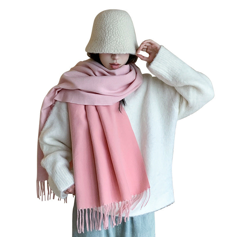 Solid Color Double-sided Two-color Artificial Cashmere Scarfs