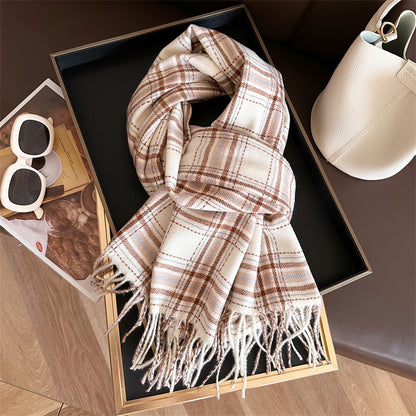 Style Plaid Winter Male Female Thickened Scarfs