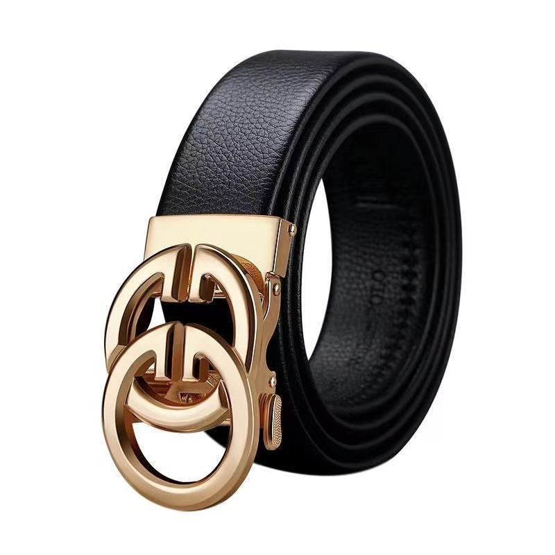 Men's Alloy Letter Automatic Buckle Cowhide Simple Belts